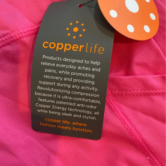 Copper Life Small Leggings Women's Back Support Neon Pink Copper Zinc Infused - Picture 2 of 12
